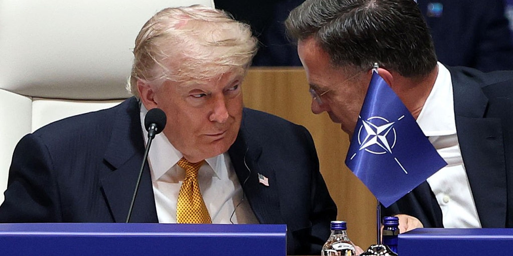 2026 NATO Leaders Summit In Ankara ANKARA, TURKEY - JULY 08: Donald Trump, President of United States speaks with Mark Rutte, Secretary General of NATO during a meeting of the North Atlantic Council at Beştepe Presidential Compound during the NATO Summit on July 08, 2026 in Ankara, Turkey. Leaders from NATO's 32 countries, plus NATO allies like Ukraine, gathered in the Turkish capital to discuss a range of issues involving spending targets, defense industrial production, and support for Ukraine, among other topics. (Photo by Win McNamee/Getty Images)