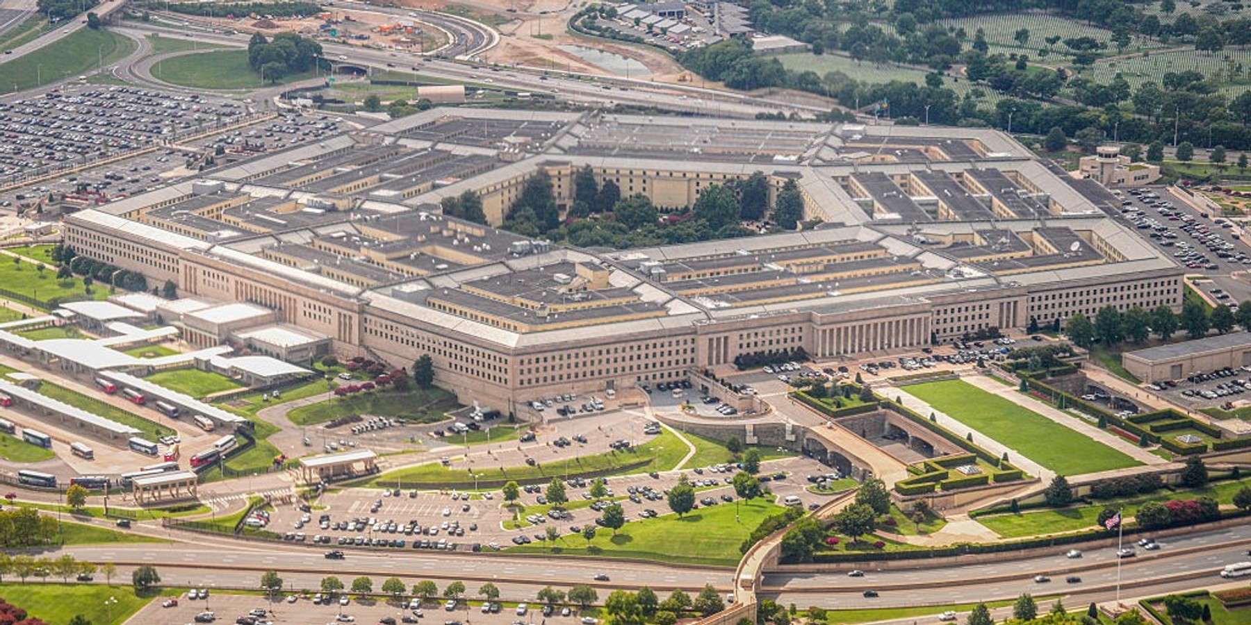 Aerial of the Pentagon Office Building ARLINGTON, VA - AUGUST 25: The Pentagon Office Building is seen from the air on August 25, 2026, in Arlington, VA. (Photo by J. David Ake/Getty Images)