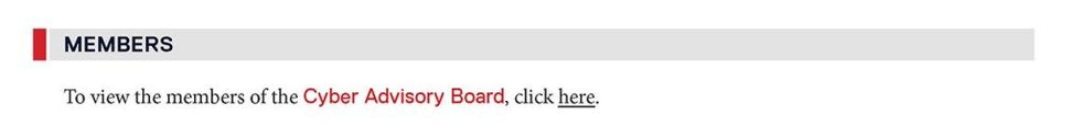 Cyber Advisory Board Guidelines and Policies