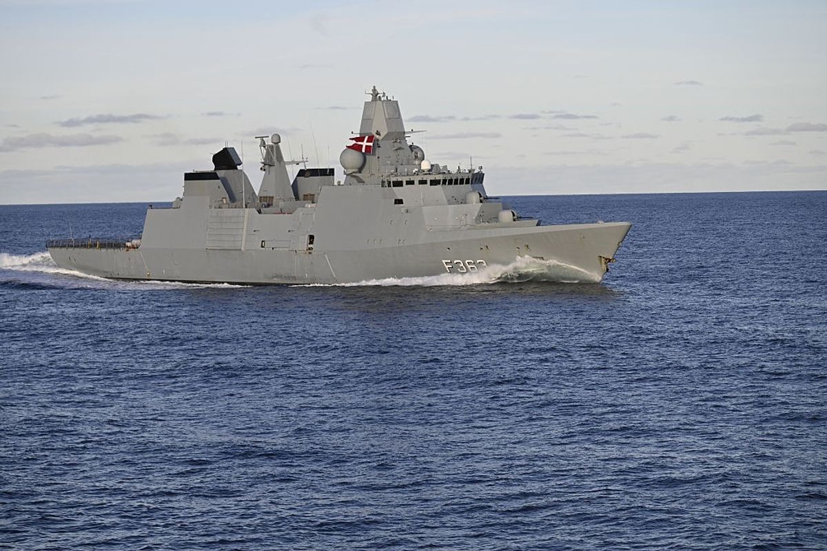 Danish Navy frigate HDMS Niels Juel sails during NATO Neptune Strike 2025 exercise on September 24, 2025 in the North Sea.