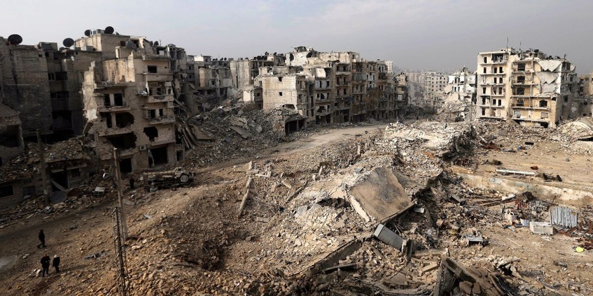 <p>Destruction in Aleppo, Syria</p>