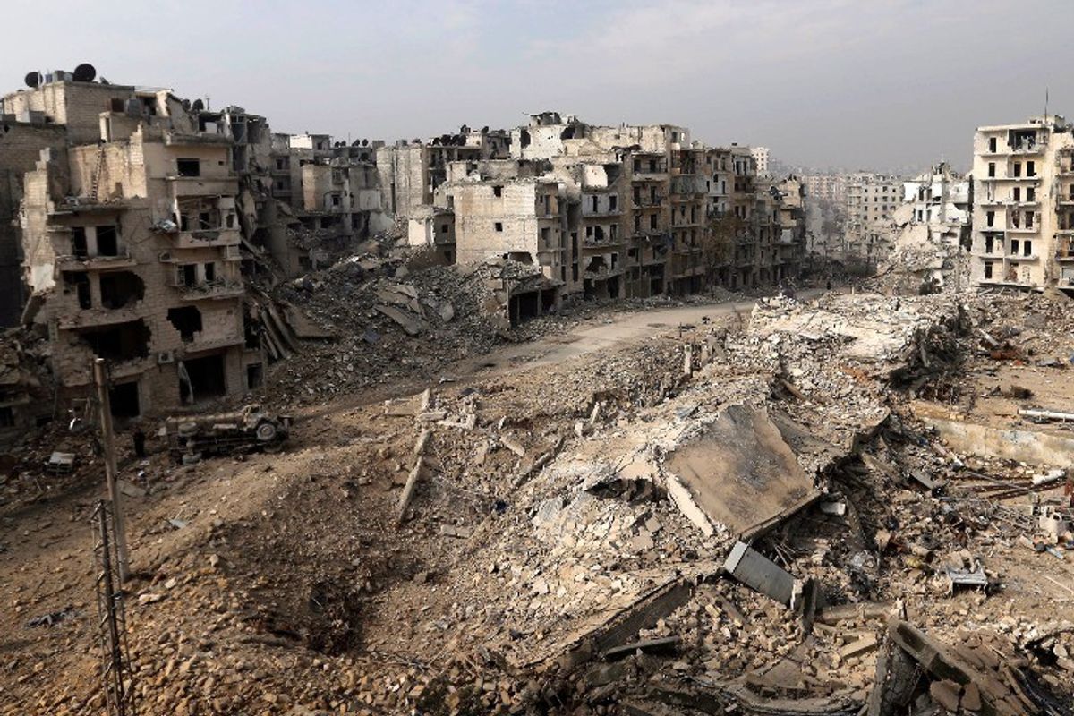 <p>Destruction in Aleppo, Syria</p>