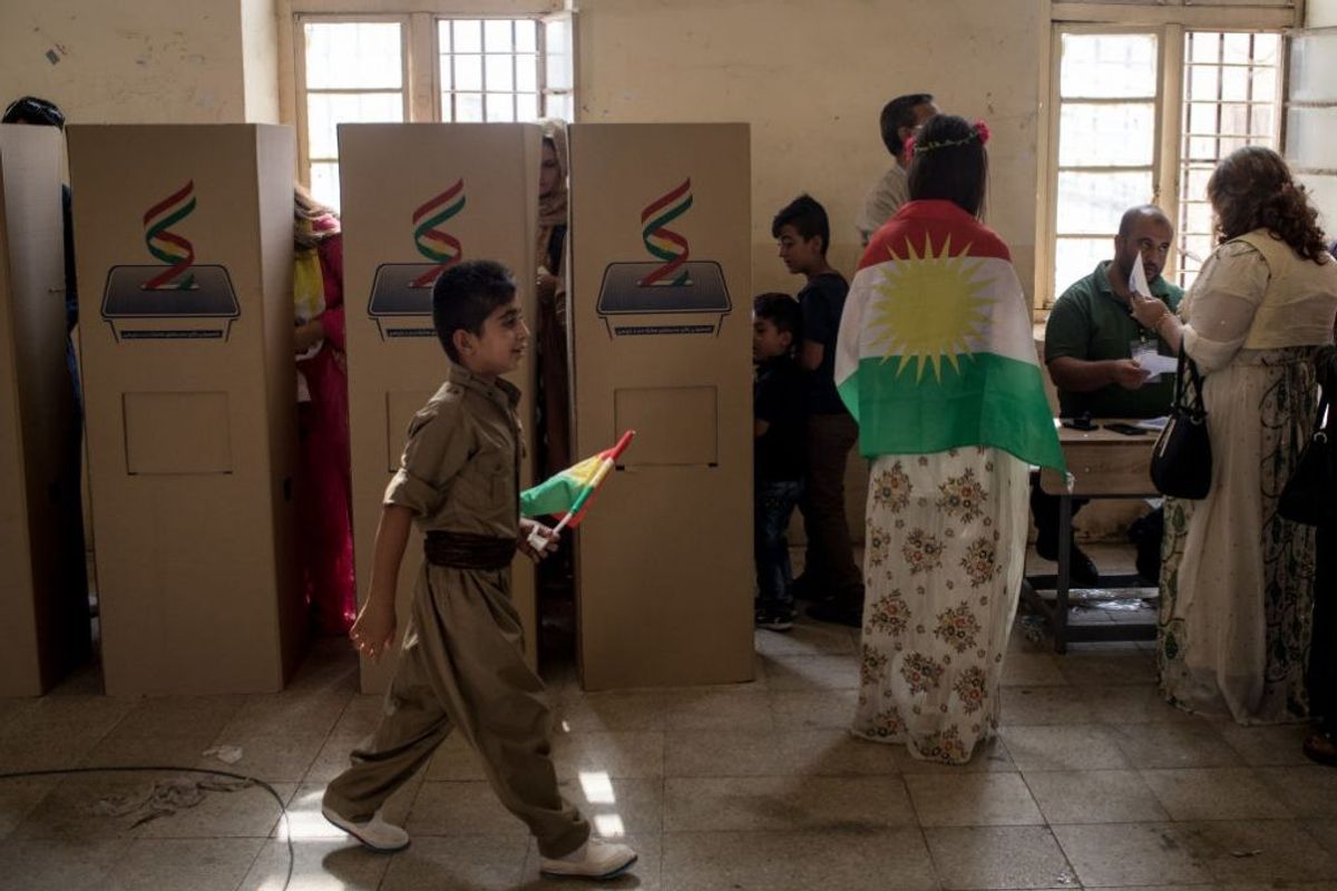 <p>Kurds cast ballots in Kirkuk</p>