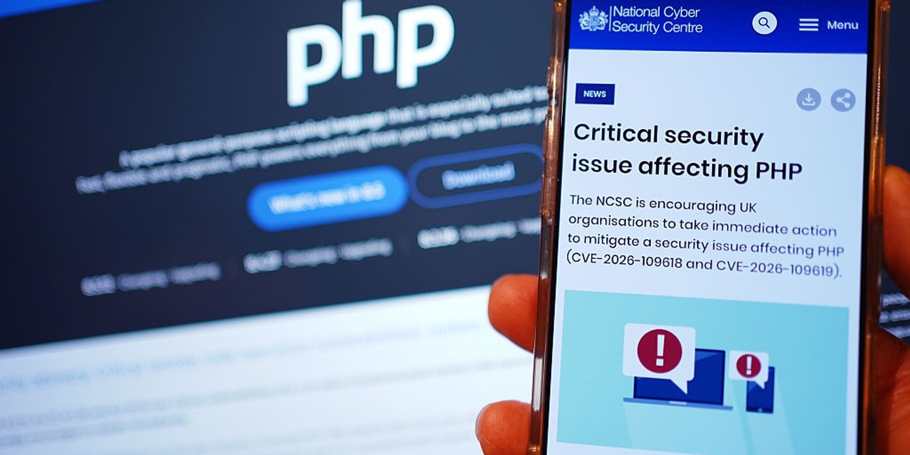 PHP cyber incident A notice on the National Cyber Security Centre website warning of a critical security issue affecting PHP. A critical flaw in the programming language PHP was revealed "earlier than it was supposed to have been", which mean hackers started checking websites to see if they could exploit the vulnerability, an expert has said. Some "limited" Government services may temporarily be offline while work is carried out to address potential cybersecurity issues, Downing Street has said. Organisations around the world have been scrambling to fix a critical security flaw in the programming language PHP used by the majority of websites. Picture date: Thursday October 22, 2026. (Photo by Yui Mok/PA Images via Getty Images)