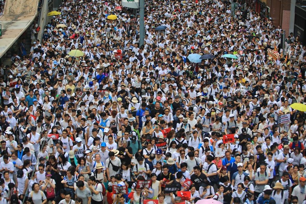<p>protest against controversial extradition bill in Hong Kong</p>
