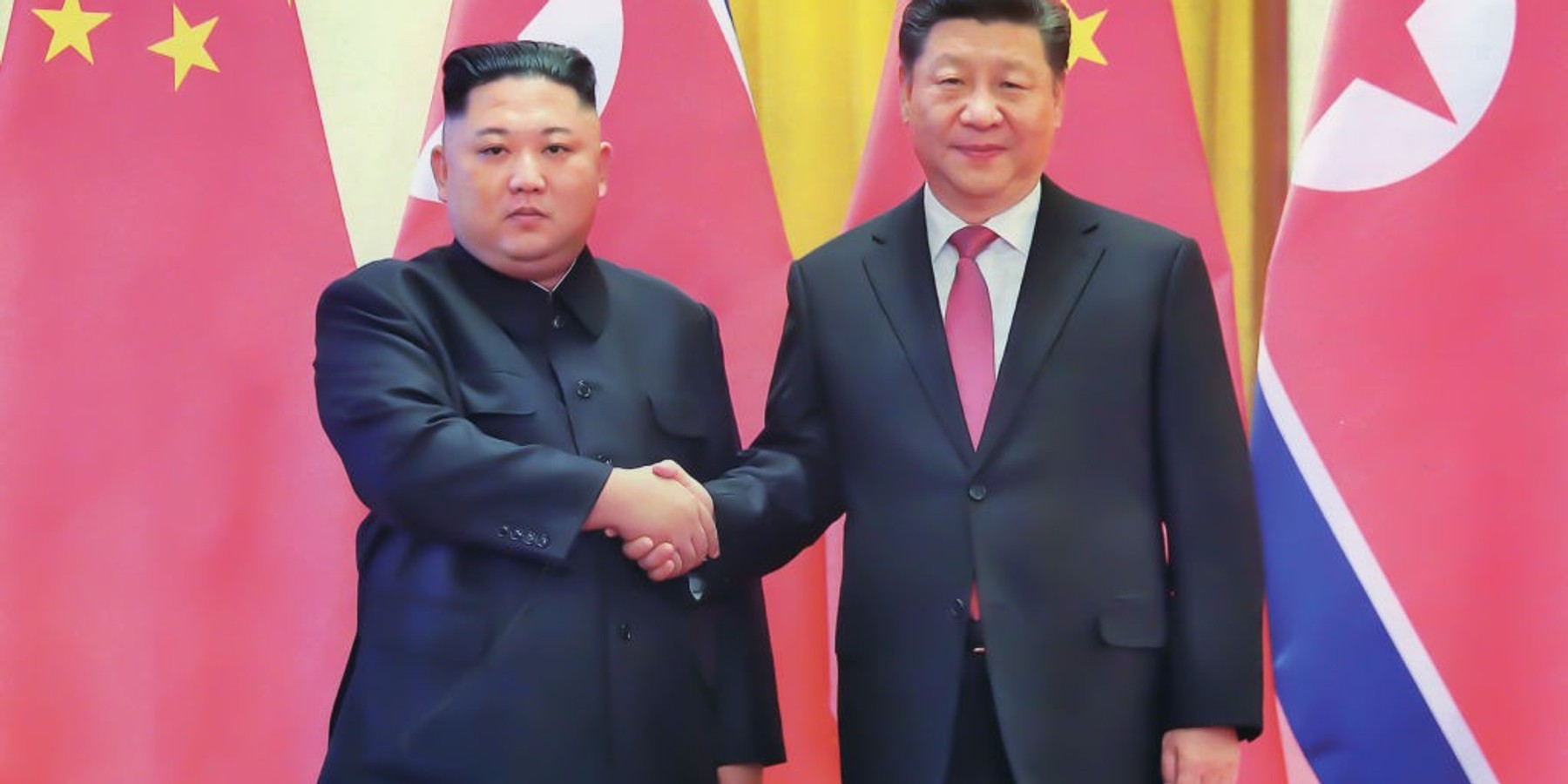 Rencontre entre Kim Jong-un et Xi Jinping à Pyongyang, en septembre 2018, Corée du Nord. (Photo by API/Gamma-Rapho via Getty Images)