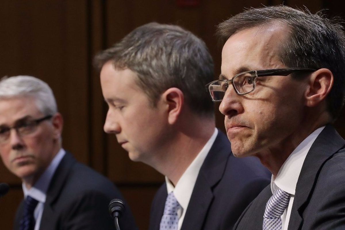 <p>Social media execs testifying before Congress.</p>
