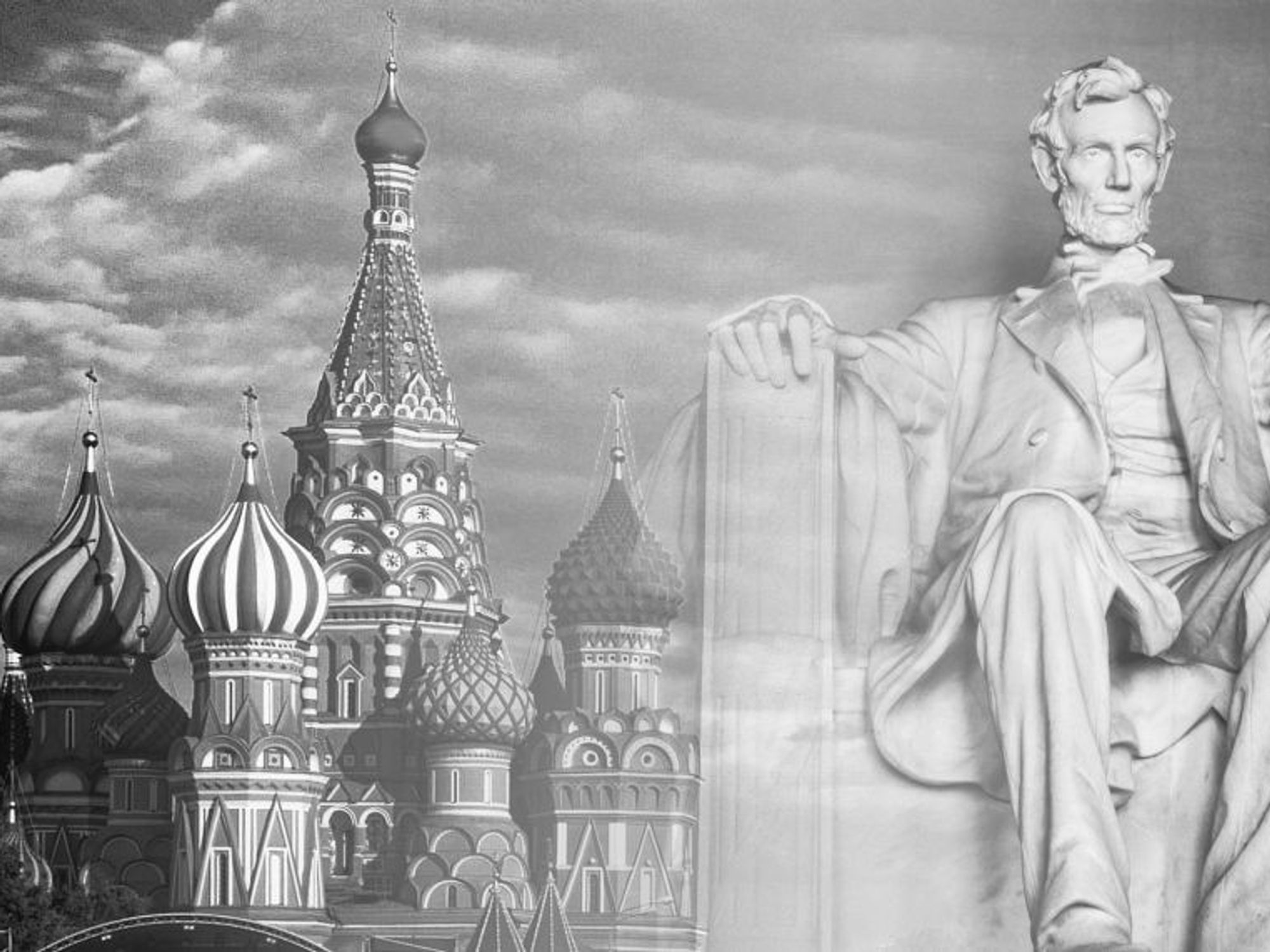<p>The Kremlin and a statue of Abraham Lincoln</p>