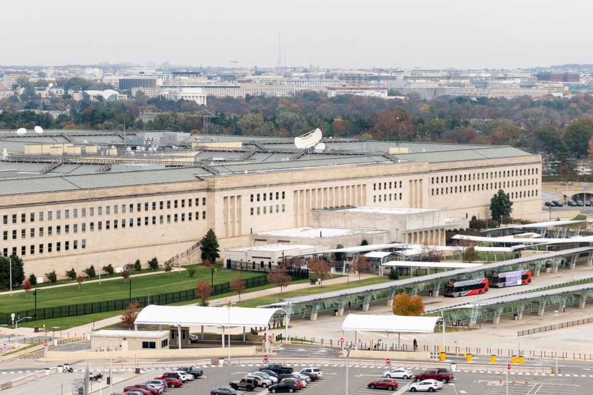The Pentagon building, located in Arlington County, Virginia, across the Potomac River from Washington, D.C.