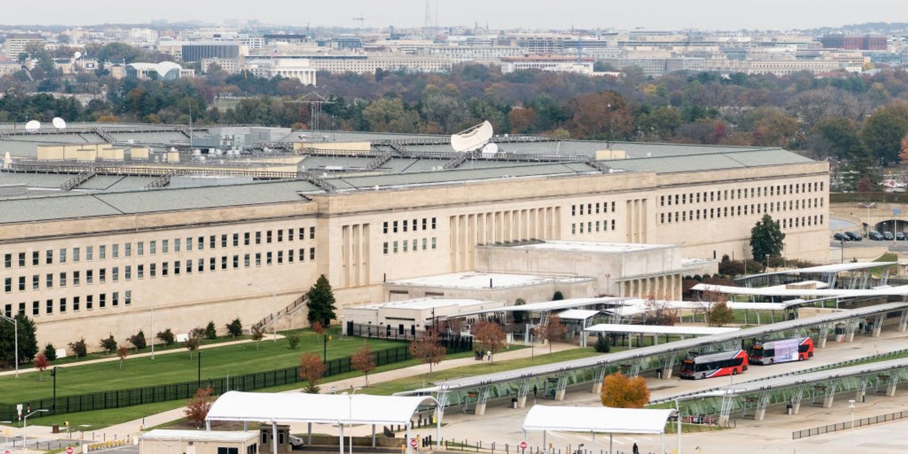 The Pentagon building, located in Arlington County, Virginia, across the Potomac River from Washington, D.C.