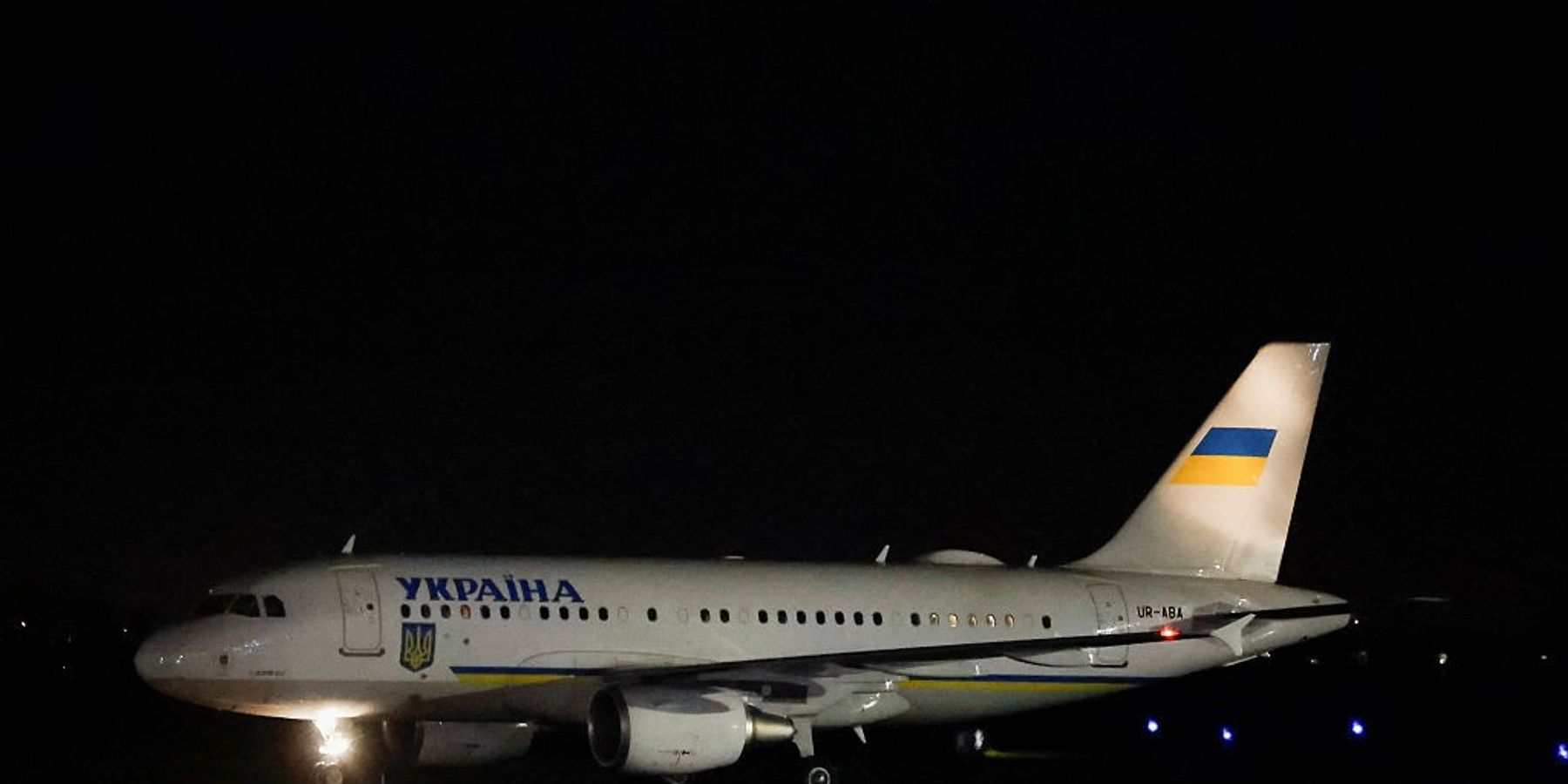 The plane carrying Ukrainian President Volodymyr Zelenskyy arrives at Dublin Airport on December 1, 2025 in Dublin, Ireland.