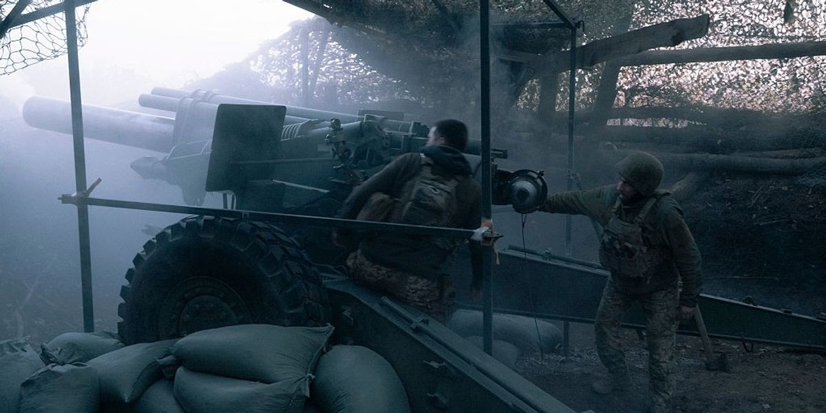 Ukrainian artillerymen of the 152nd Separate Grenadier Brigade operate on October 16, 2025 near Pokrovsk, Ukraine.