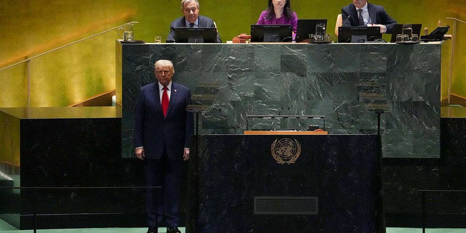 UN-DIPLOMACY-UNGA US President Donald Trump arrives to speak during the United Nations General Assembly at the UN headquarters in New York City on September 23, 2025. (Photo by TIMOTHY A. CLARY / AFP) (Photo by TIMOTHY A. CLARY/AFP via Getty Images)