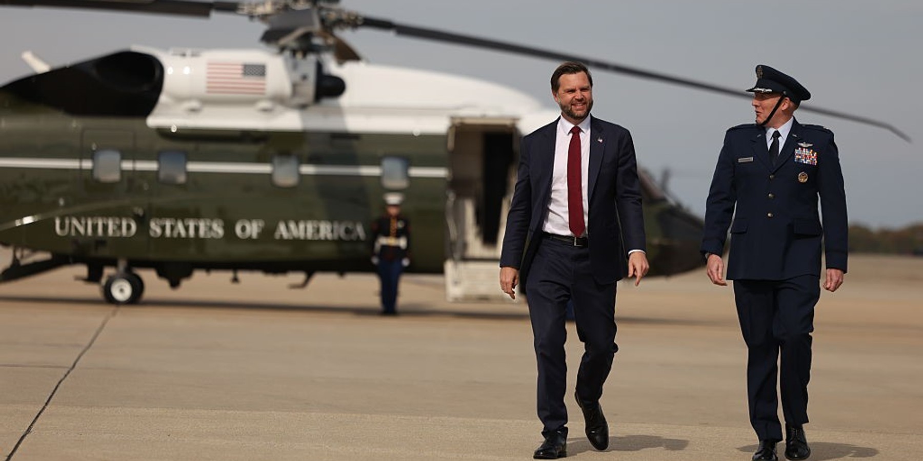 Vice President Vance Hosts Midterm Rally In North Carolina JOINT BASE ANDREWS, MARYLAND - OCTOBER 28: U.S. Vice President JD Vance walks toward Air Force Two on October 28, 2026 at Joint Base Andrews, Maryland. Vance is traveling to North Carolina to attend a campaign rally for Republican candidates ahead of the midterm elections. (Photo by Tierney L. Cross-Pool/Getty Images)
