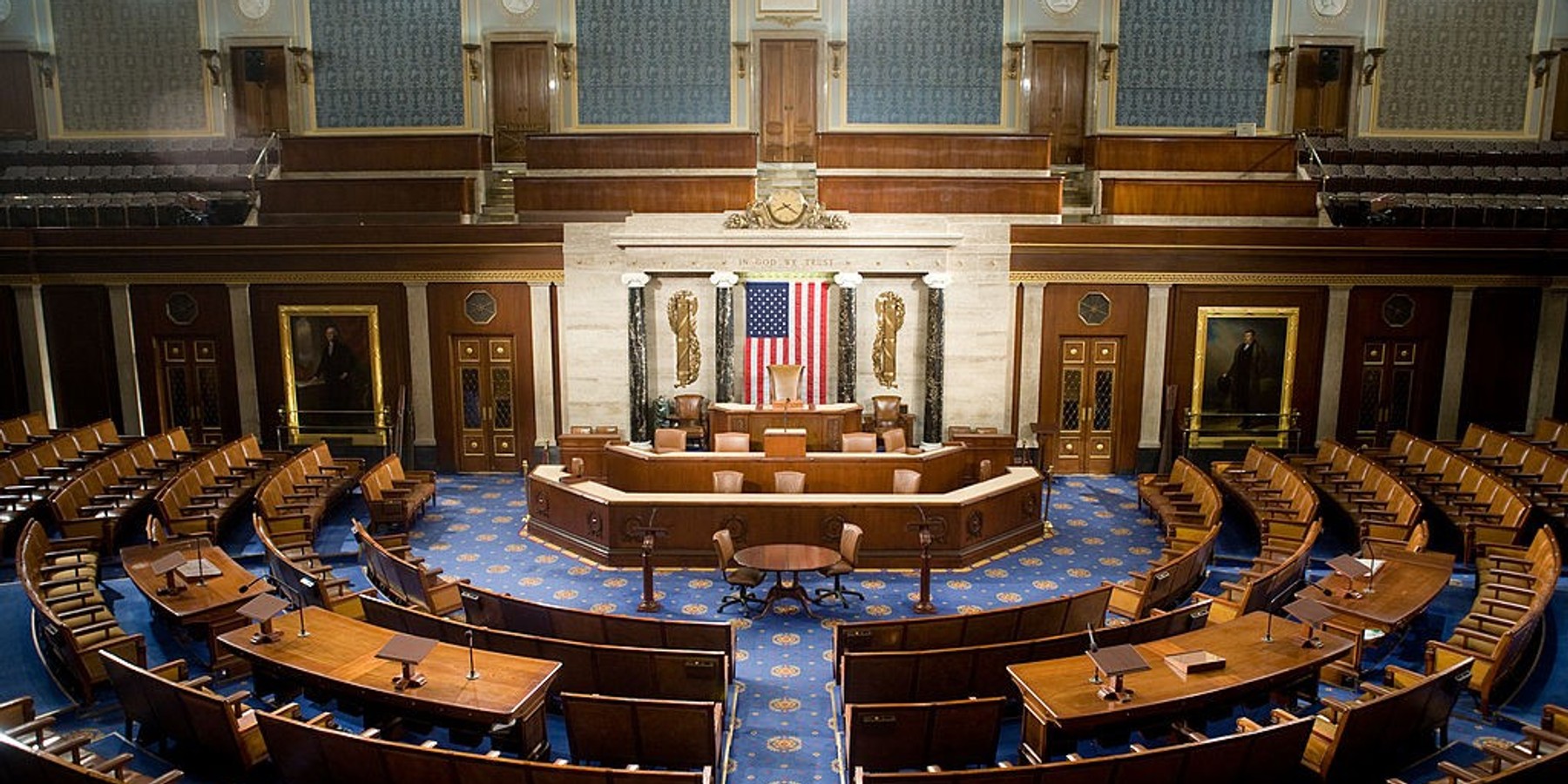 WASHINGTON - DECEMBER 8: The U.S. House of Representatives chamber is seen December 8, 2008 in Washington, DC. Members of the media were allowed access to film and photograph the room for the first time in six years. (Photo by Brendan Hoffman/Getty Images)