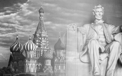 The Kremlin and a statue of Abraham Lincoln