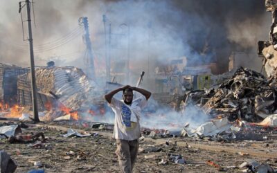 Rubble from the explosion in Mogadishu