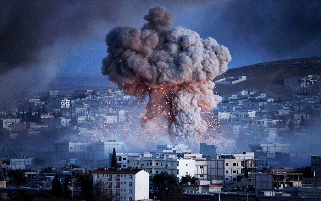 An explosion rocks the city of Kobane, Syria.