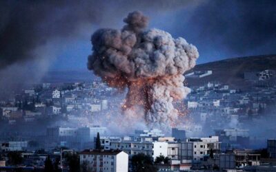 An explosion rocks the city of Kobane, Syria.