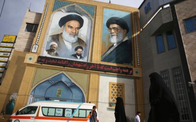 Picture of Ayatollah Khomeini in Qom, Iran