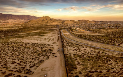 The iconic and controversial iron border wall between the USA and Mexico