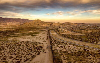 The iconic and controversial iron border wall between the USA and Mexico