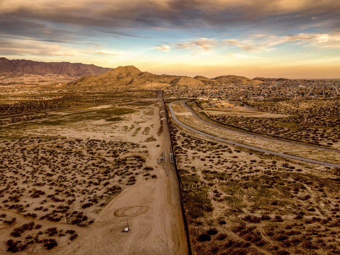 The iconic and controversial iron border wall between the USA and Mexico