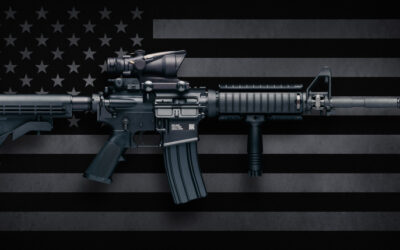 M4A1 Carbine Over USA Flag