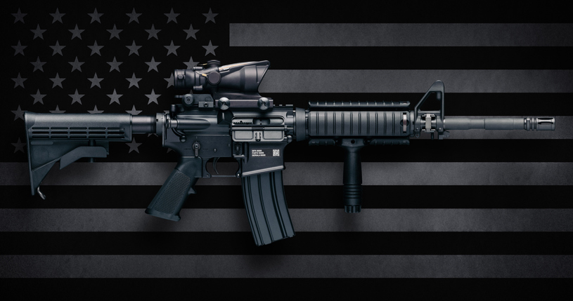 M4A1 Carbine Over USA Flag