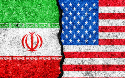 Flags of Iran and USA