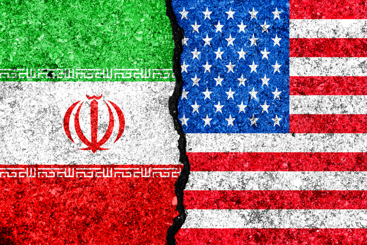 Flags of Iran and USA