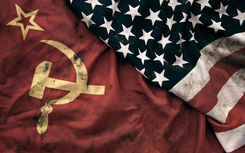 Grungy Flags of Soviet Union and USA